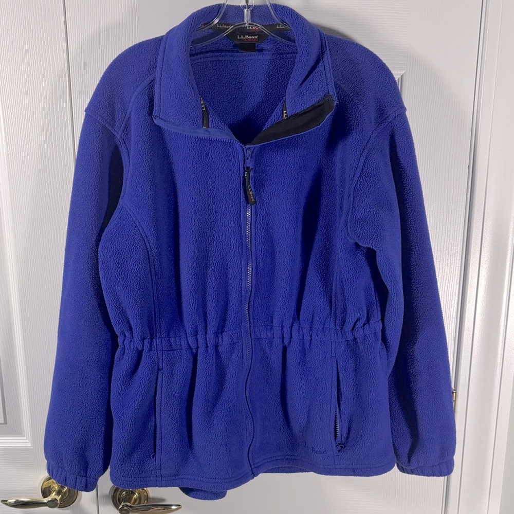 LL Bean Blue Full Zip Up Fleece Winter Jacket  Freeport Maine Made In USA Medium